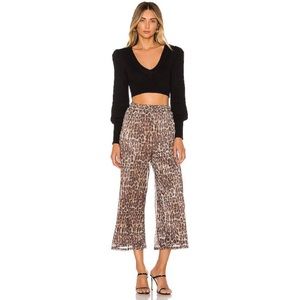 Lovers + Friends Hank Wide-leg Leopard Print Metallic Pant